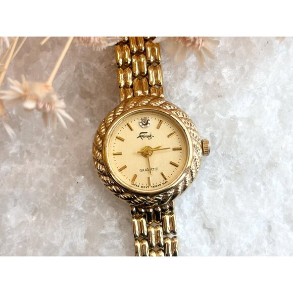 Faberge Rope Gold Toned Bracelet Analog Vintage Wristwatch - 19mm - WORKS! - Picture 14 of 14